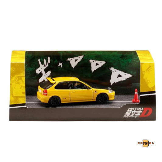 Hobby Japan 1:64 Initial D Honda Civic EG6 w/ Daiki Ninomiya Figure Yellow